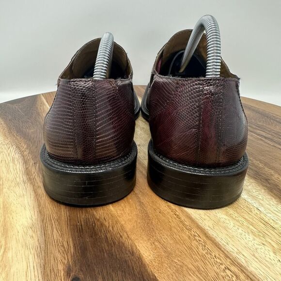 David Eden Crocodile Lizard Skin Men’s Size 9 Red Exotic Oxfords Dress Shoes main image 10